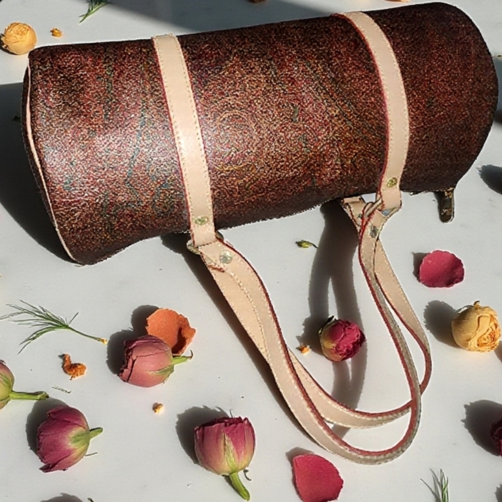 Etro Paisley print Papillon bag in brown PVC-coated canvas with leather trim - Picture 2 of 10